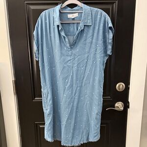 Thread & Supply Denim Blue Midi Dress with White Dots